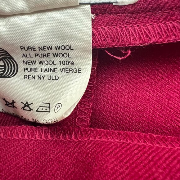 Jaeger Womens High-Waisted Pleated 100% pure Wool Trousers XS Fuchsia Pink 80's - Picture 9 of 13